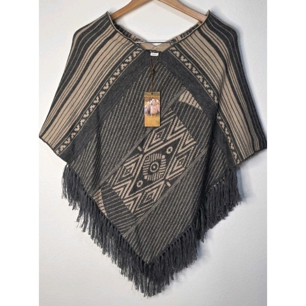 Sol Alpaca Aztec Cape Open Poncho Sweater Cardigan OS Luxury Festival Cozy Warm